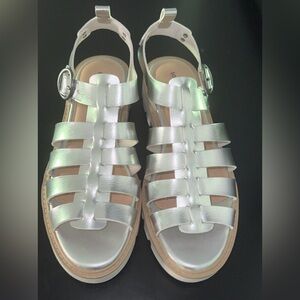 NWOT silver sandals